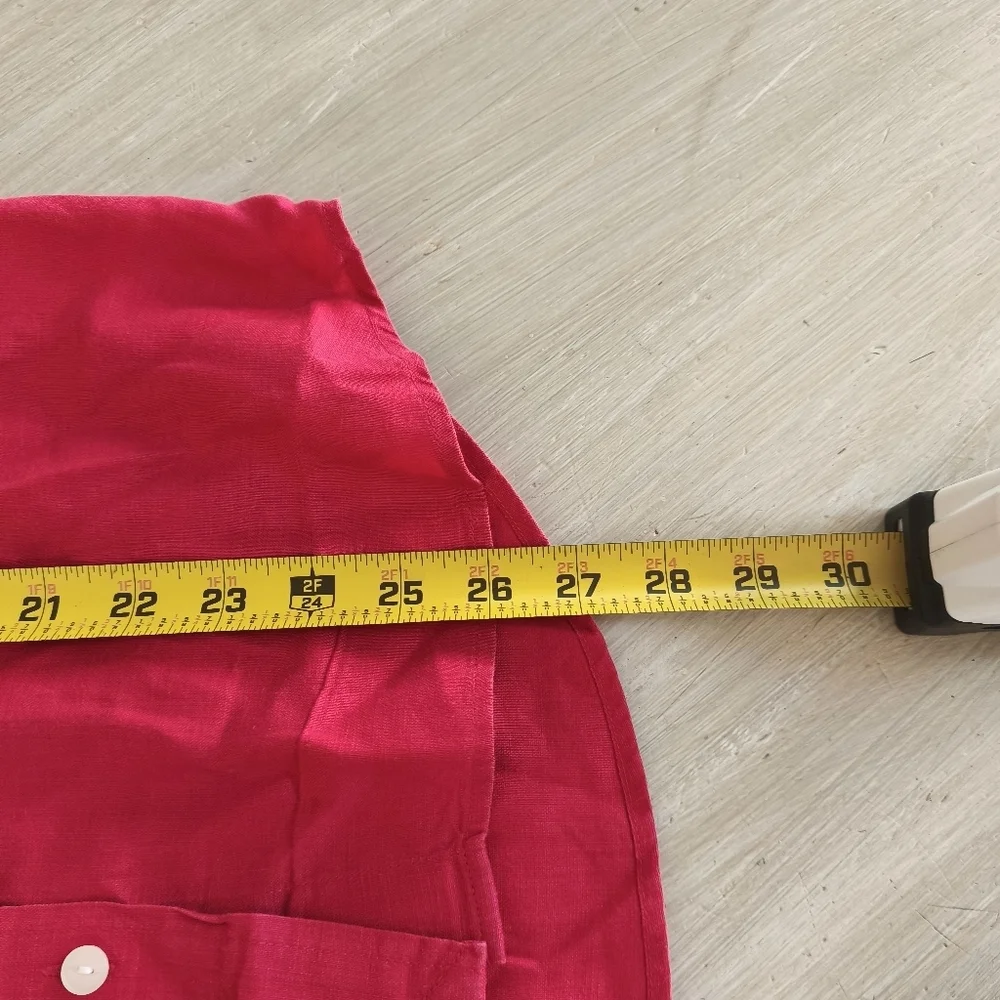 90s y2k Lauren Ralph Lauren 100% Linen Button Down Top sz M Red Preppy Old Money
